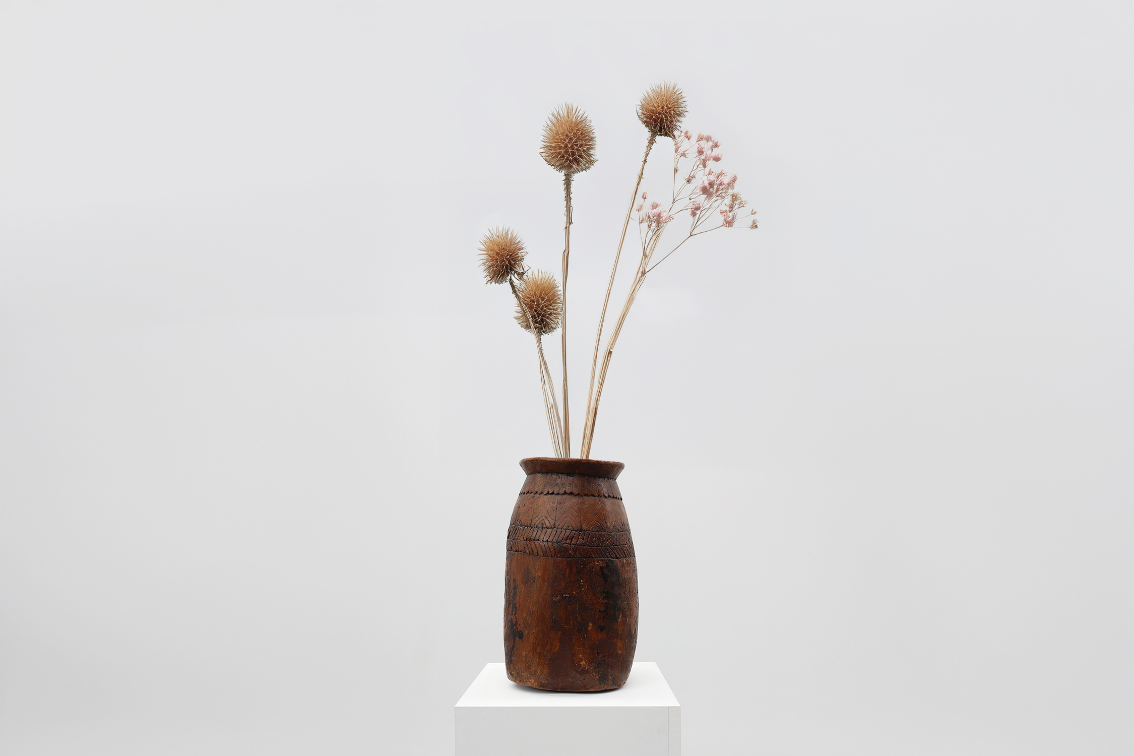 Rare Rustic wabi sabi style vase in solid wood, France 1800sthumbnail